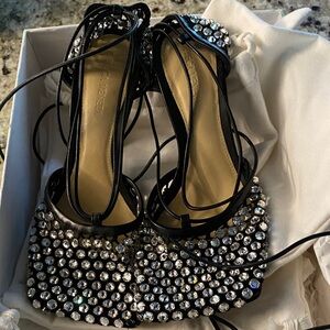 Bottega Veneta Black Crystal Embellished Heels
